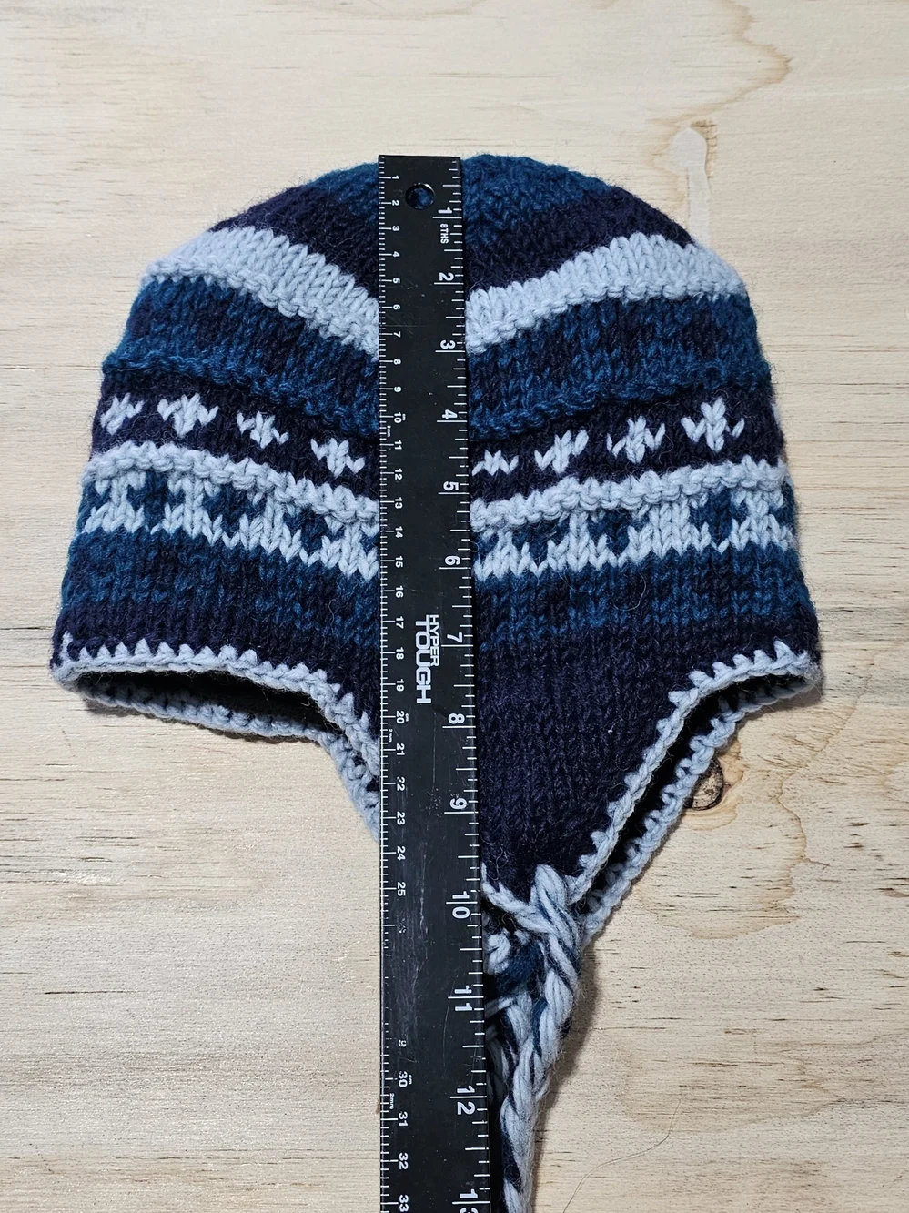 Katmando Wool hand-knitted Himalayan Sherpa-style Winter hat Outdoor Skiing Blue